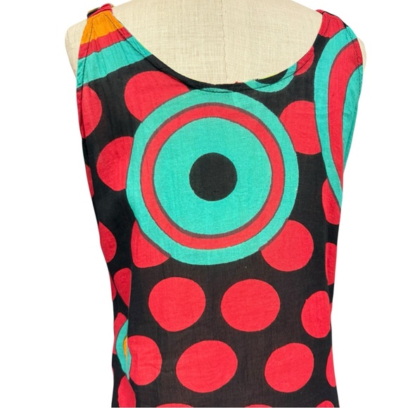 Y2K Colorful Patterned Dress with Pockets Beach Dress Funky Polka Dot - Picture 7 of 12